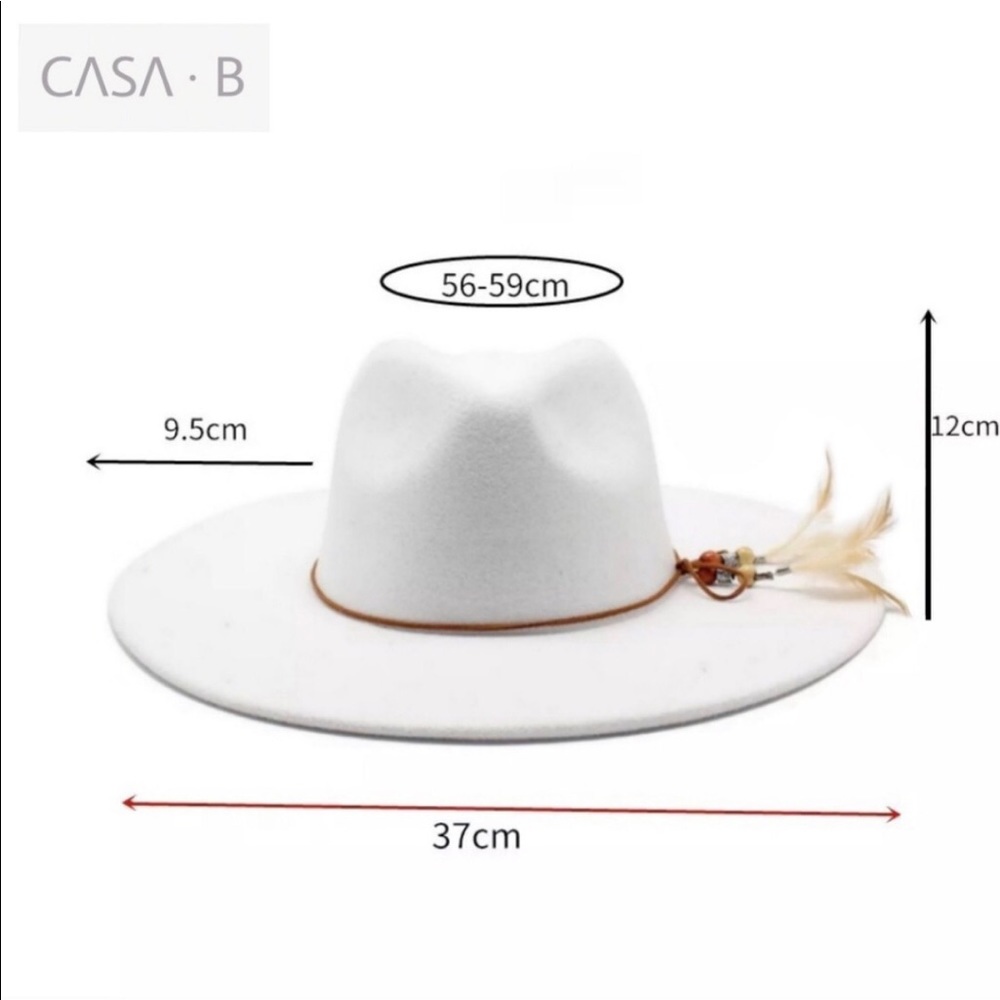 Feathered Boho Gypsy Inspiration Panama Hat, White - Picture 2 of 3